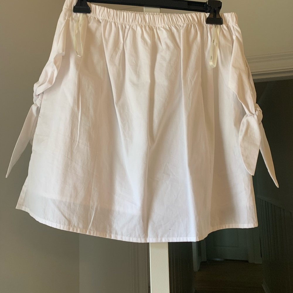 Strapless white linen top